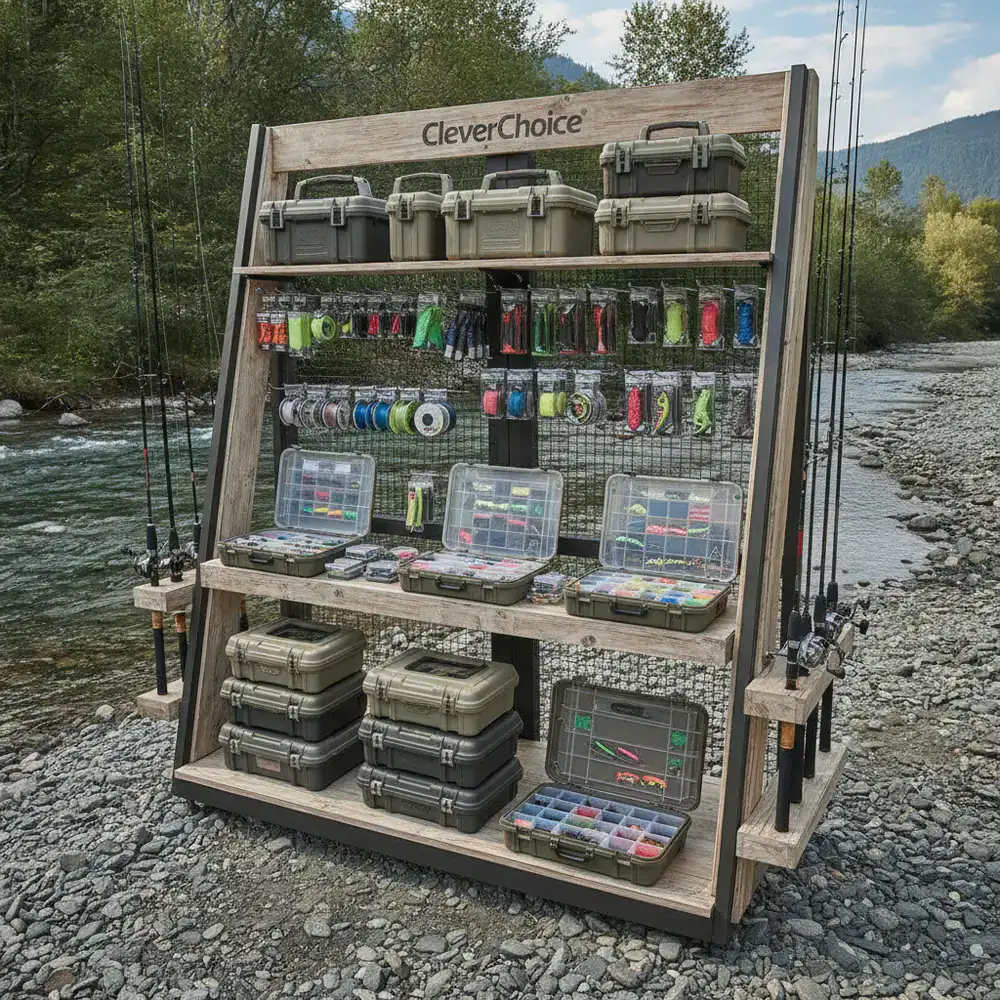 CleverChoice Fishing gear display and tackle boxes